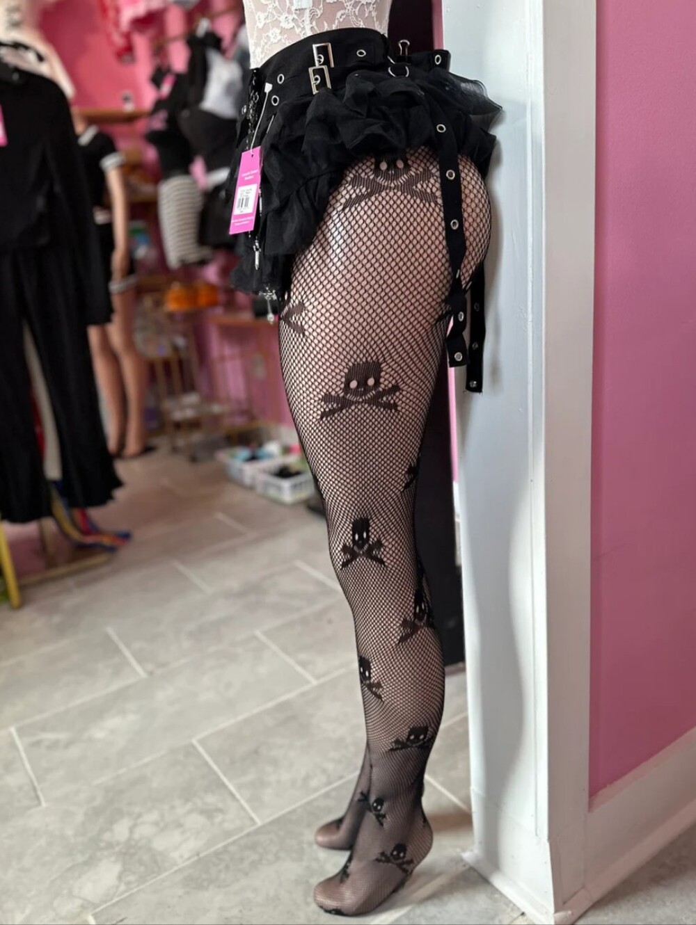 Black Skull Fishnet Tights